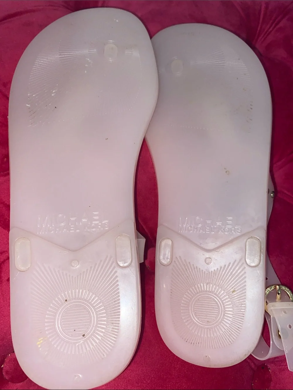 Michael Kors Pale Pink Jelly Thong Sandals with Gold Logo